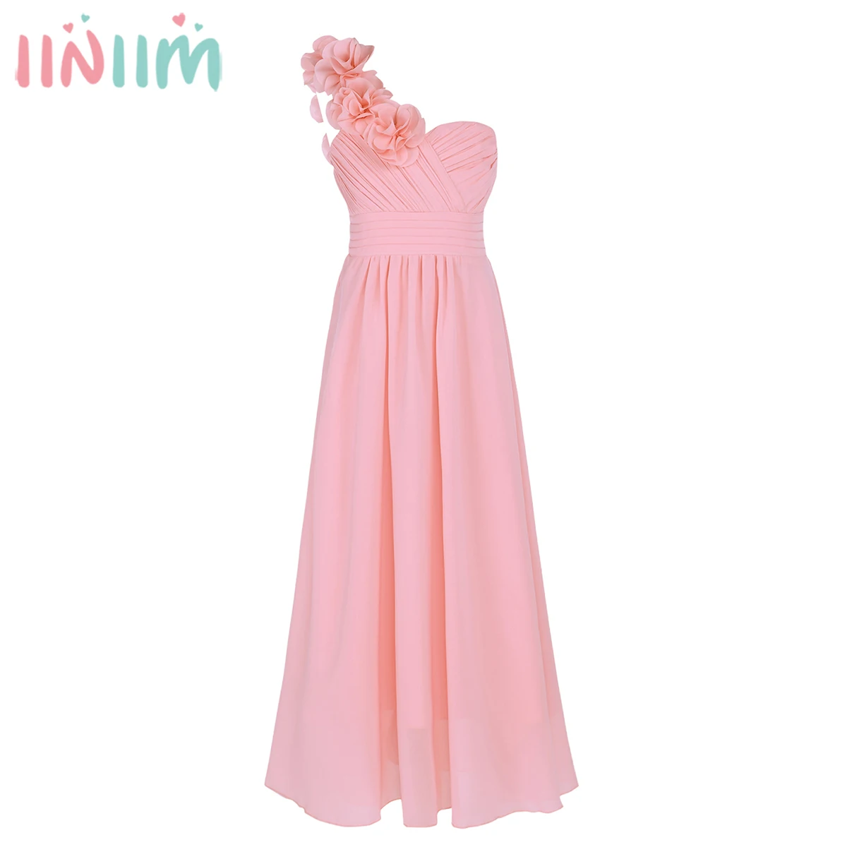 Iiniim/Детское платье с цветочным узором для девочек летнее праздничное платье детские торжественные платья на одно плечо для подростков платье принцессы