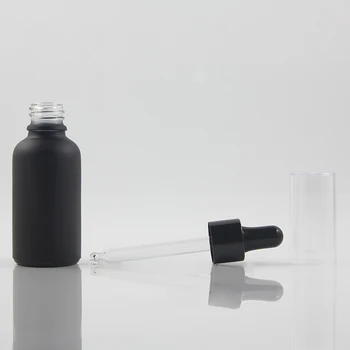 

100pcs 30ml Black Frosted Essential Oil Glass Bottle With Plastic Dropper Bottle Cover