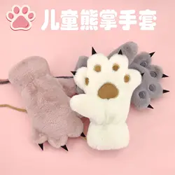 Bear Paw New Winter Children's Gloves Cartoon Cute Plus Velvet Outdoor Men And Women Rabbit Fur Warm Mittens