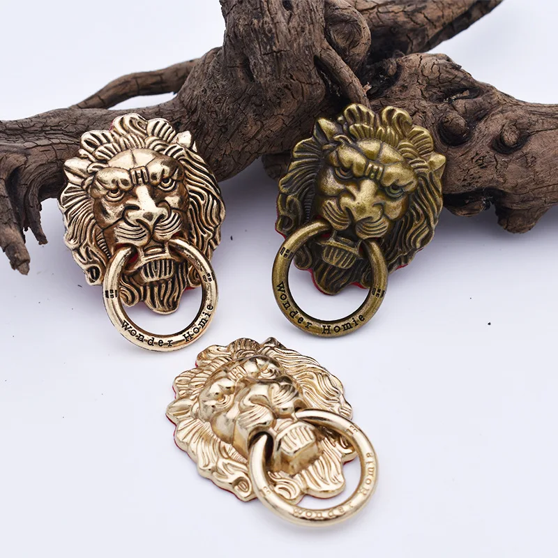 mobile holder for hand Full Metal Plating Retro Style Lion Mobile Phone Holder Stand  Lion Head Phone Universal Ring Buckle Bracket Finger Ring Holder wooden mobile stand