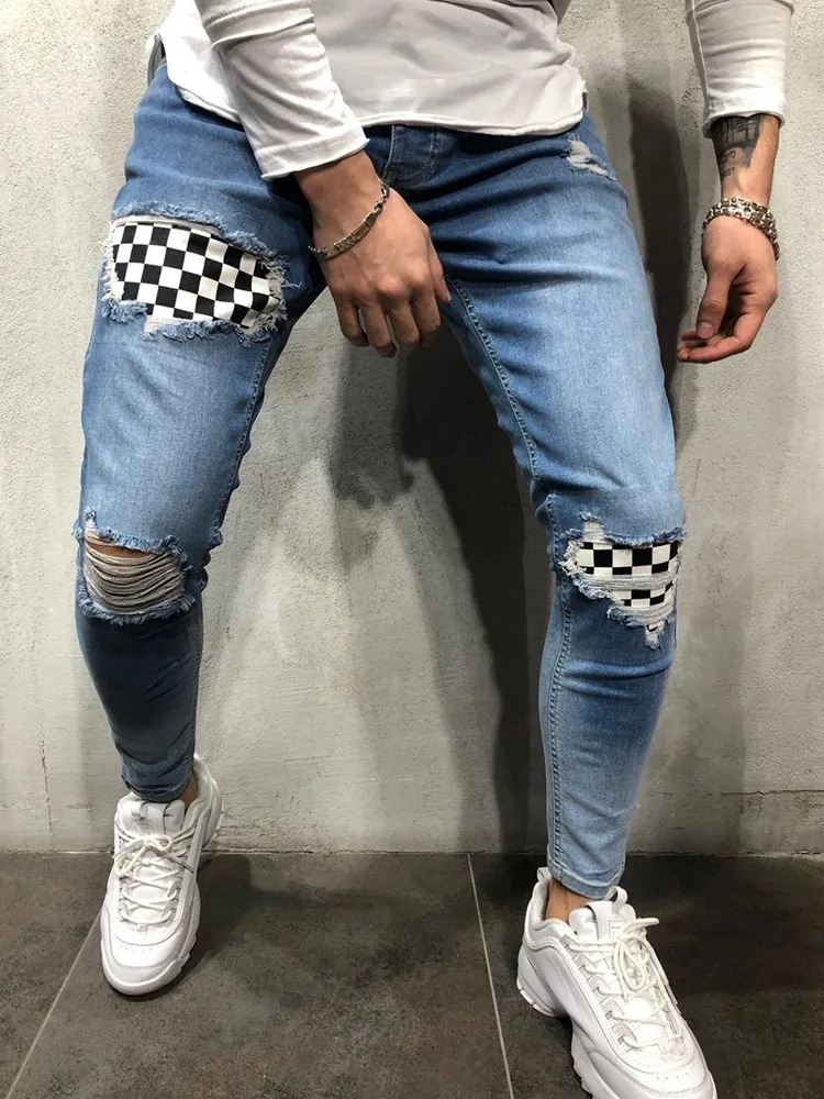 2019 Mens Jeans Fashion Slim Fit Pants Classic Zipper Besign Sports Casual Elasticity High Uality Jogger Homme | Мужская одежда