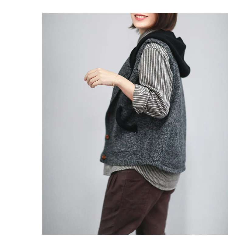 Harajuku Mori Girl Хиппи Boho Vesten Dames Chandail Femme вязаный жилет свитер Кардиган Женская верхняя одежда с капюшоном Manteau Veste пальто