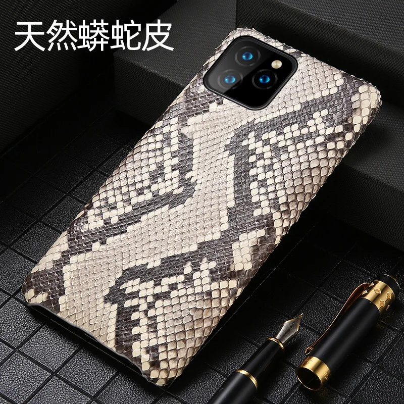 Роскошный чехол из натуральной кожи боа питона для iPhone X XR XS 11 12 Pro Max Mini Real Snake