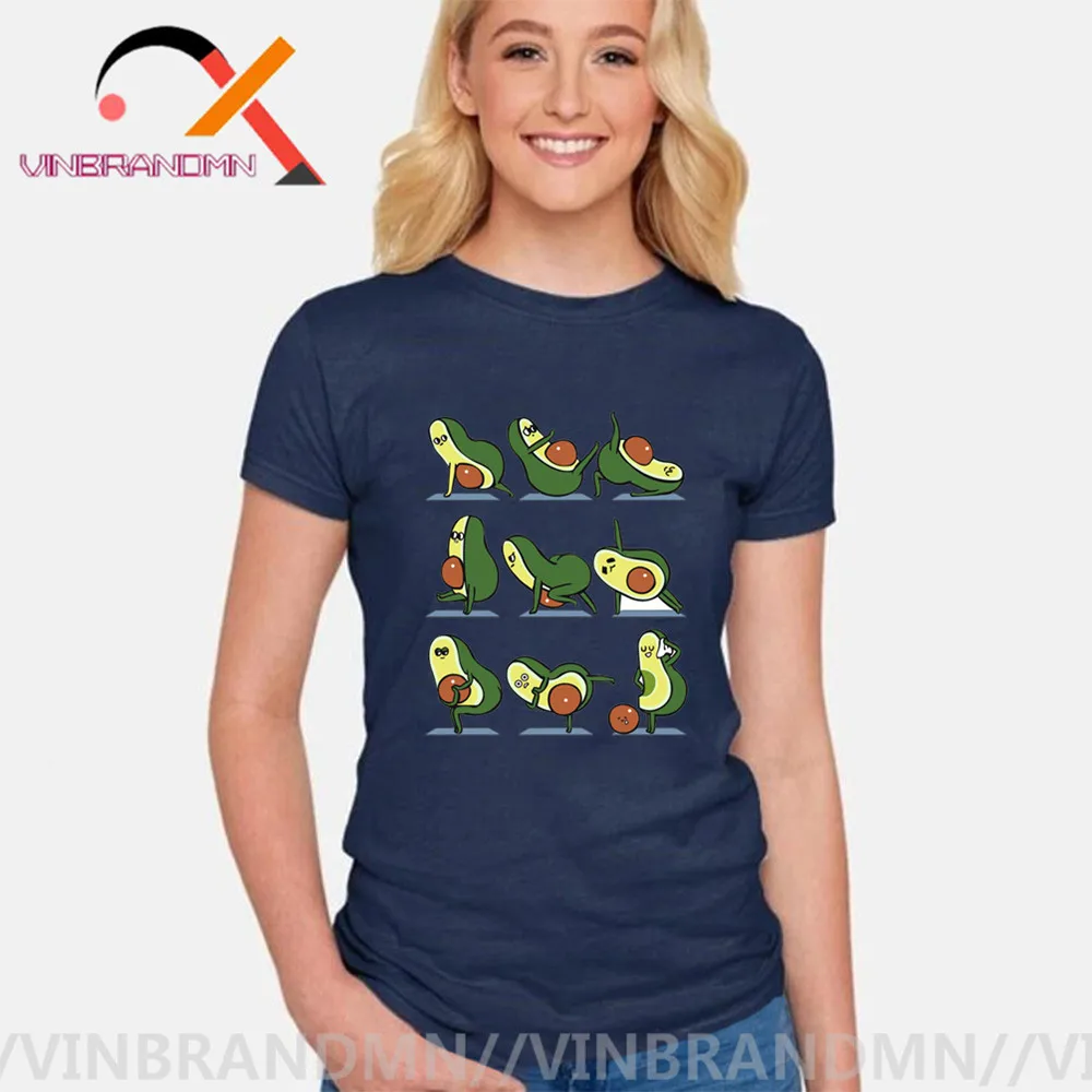 Funny Avocado Yoga For A Flat Tummy woman T-shirts Training poses T shirts does excersies Fit clothing Tops Tees | Женская одежда