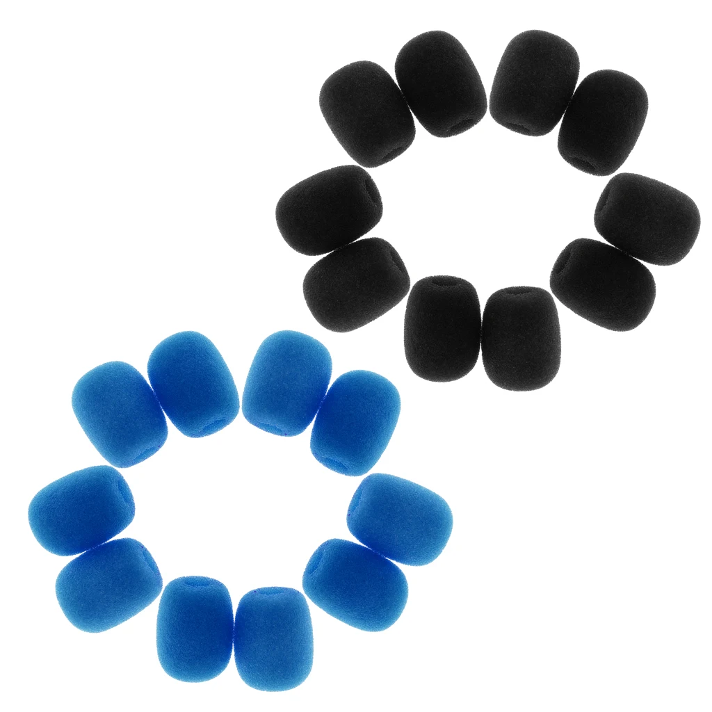 Practical Pack/20pcs Blue Black Sponge Clip-on Headset Microphone Windshields Mic Accessory
