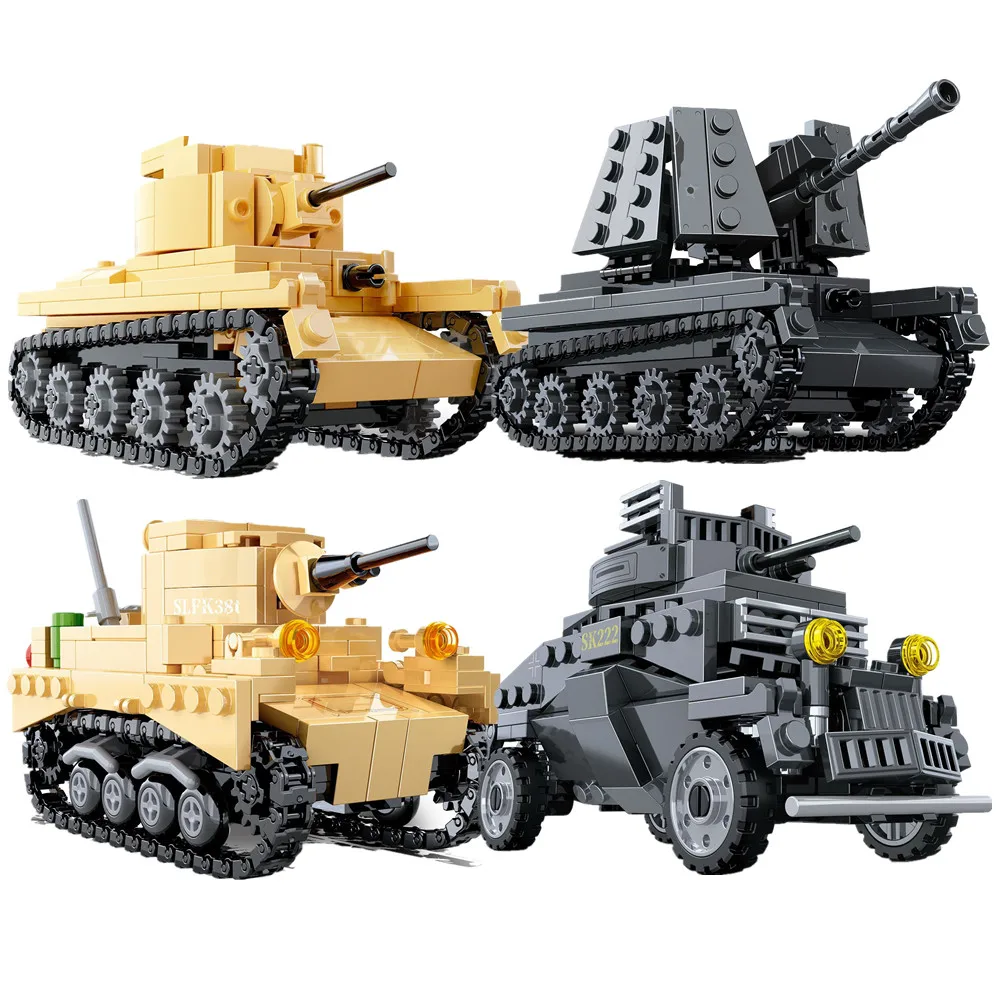 2021 World War 2 WW2 Army Military Soldier City Police SWAT Tank Destroyer Light Armored Vehicle Building Blocks Bricks Kids Toy | Игрушки и