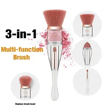 

Multi-Functional Makeup Brush Foundation Brush Lip Brush Puff 3 In 1 Honey Powder Brush