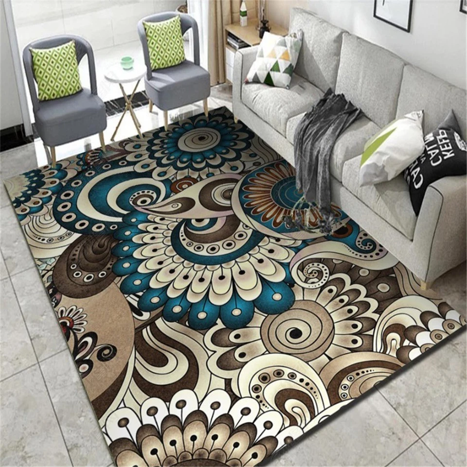 Wishstar Blue Brown Living Room Carpet Vintage Geometric Pattern Rectangle Bohemian Rug Bedroom Mat Kitchen Rug Carpet Corridor Carpet Aliexpress