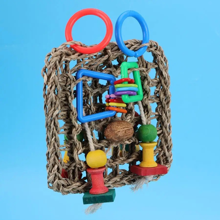bird toy Straw Woven Bird Toys Parrot Hammock Hanging Swing Climb Chew Toy Accessories bird accessories