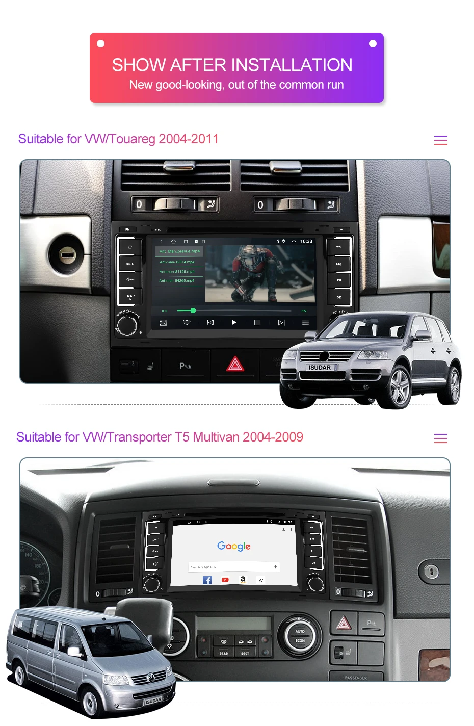 Best Isudar 2 Din Android 9 Auto Radio For VW/Volkswagen/Touareg Canbus Car Multimedia DVD Player GPS Octa Core ROM 32GB DVR Camera 4