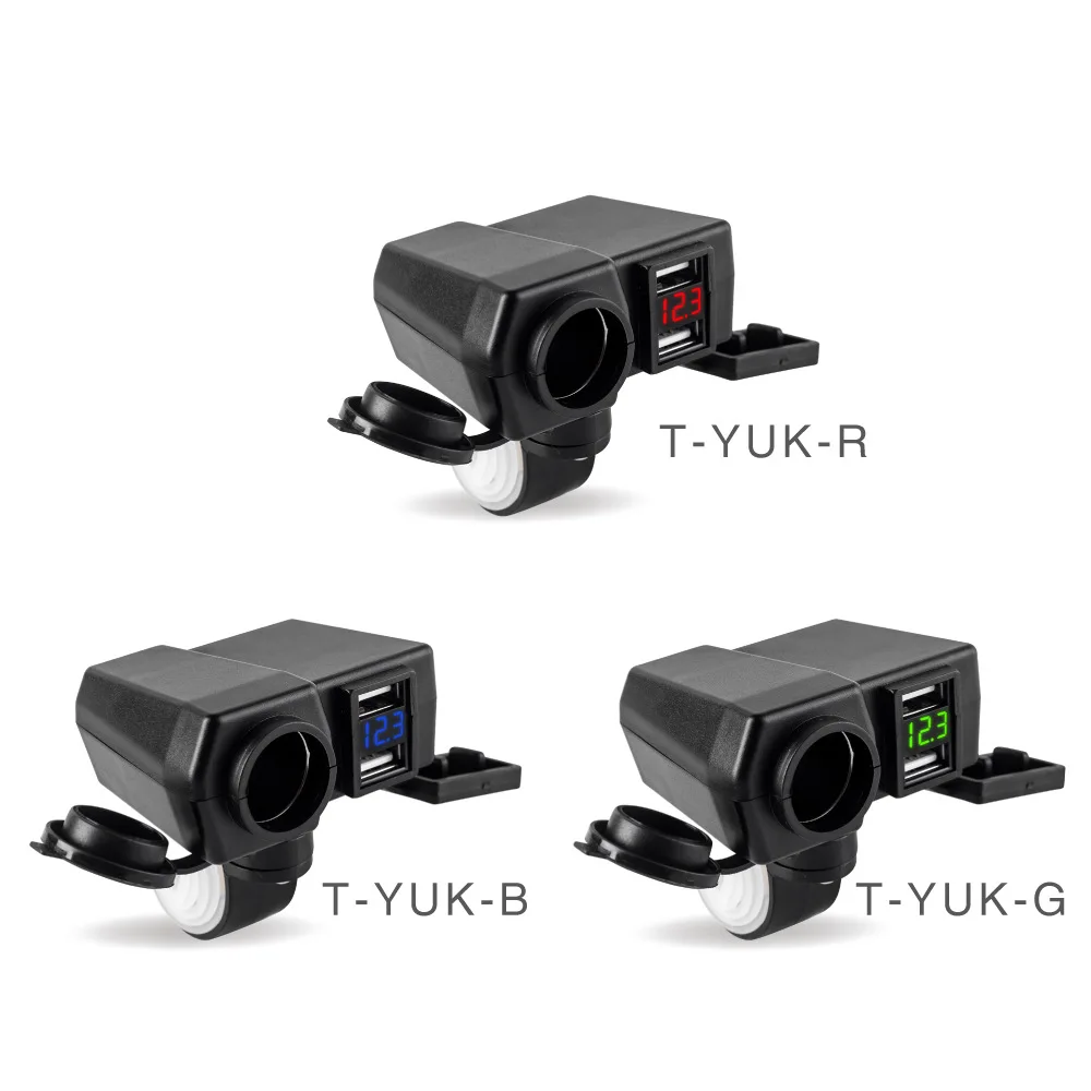 

Motorcycle Pedal Modified Accessories Dual USB Car Charger with Line Waterproof Cigarette Lighter USB Fast-Switch