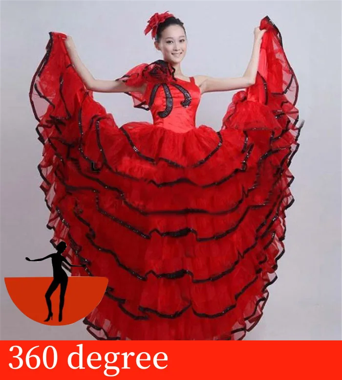 style 1 360 Юбка в стиле фламенко классический испанский бой быков женские испанский Танцевальный Костюм цыган фламенко платье для сцены юбки для танца живота SL1458 - Цвет: style 1 360