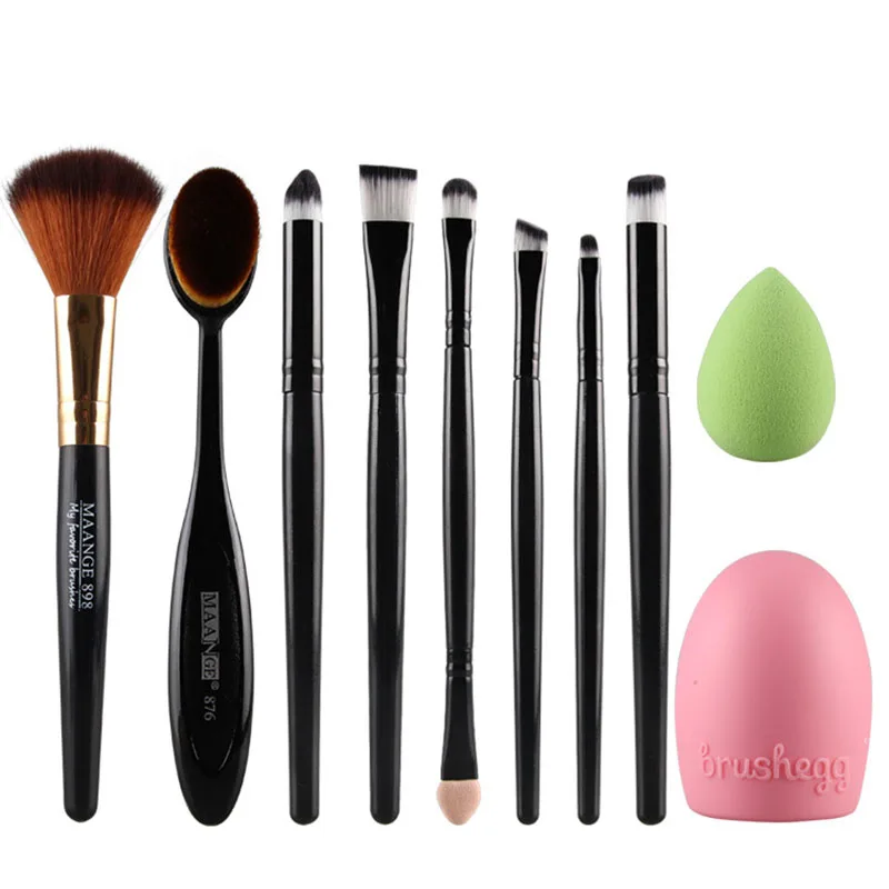 

Eye Makeup Brushes Set + Puff Mixing Beauty Cleaning Tools Toothbrush Make up Brushes Makeup Eggs Foundation Puff Brush