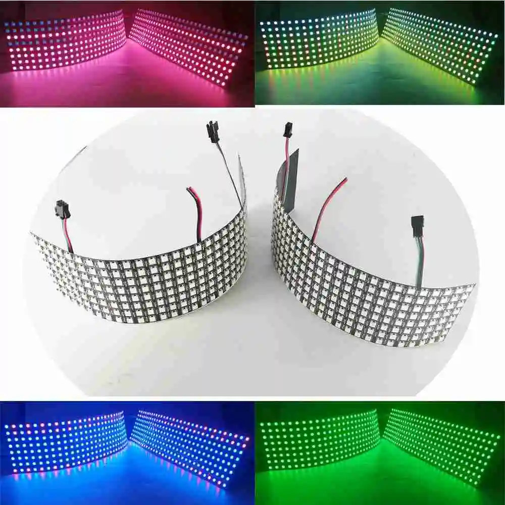 1-10PCS WS2812b 8X32 Individually Addressable Led Panel 5050 RGB Screen Module 256 Pixels 3Pin Flexible Deformable Block DC5V led modules led module led panel light