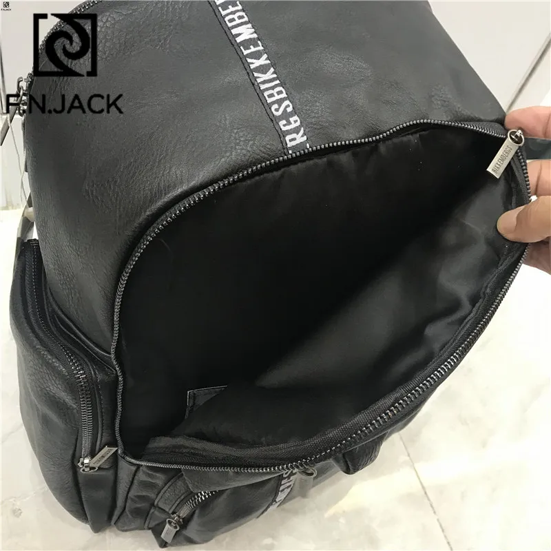 F.N.JACK, новые кожаные сумки-цепочки букв, вместительные рюкзаки на молнии, модная сумка для студентов, сумка для путешествий