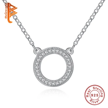 

BELAWANG Fashion 925 Sterling Silver Circle Necklace Round Eternity Necklaces Paved CZ Crystal Necklace for Women Girls Jewelry