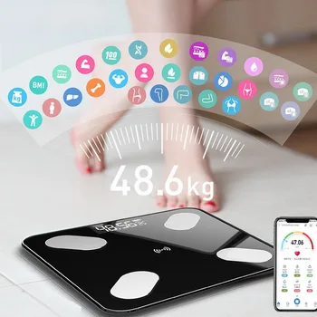

Usb Charge Bluetooth Scales Bathroom Scale Smart Backlit Display Body Weight Body Fat Water Muscle BMI New