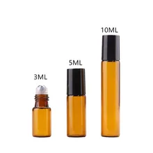 3 мл 5 мл 10 мл Янтарный рулон на роликовой бутылке для эфирных масел многоразовые флаконы для духов контейнеры для дезодорантов с золотой крышкой
