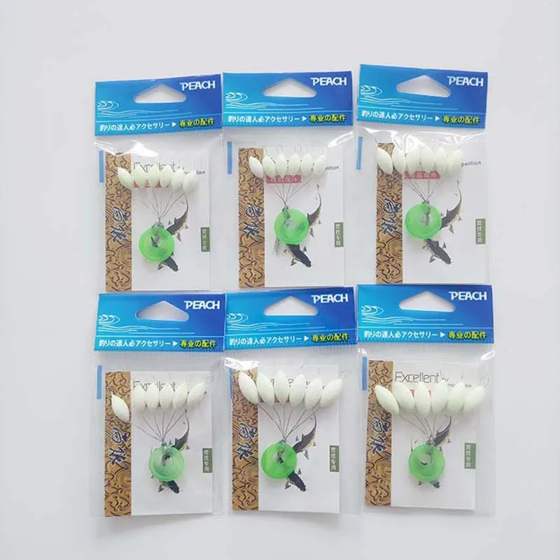 Lot de 5 flotteurs luminescents 7 étoiles pour carpe, forme ovale 11-15mm en mousse, accessoire de pêche nocturne