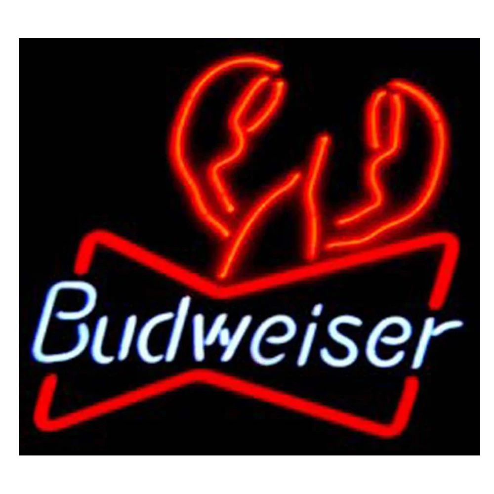New Budweiser Bud Neon Light Sign Lamp Beer Pub Acrylic 14" Real Glass Handmade 