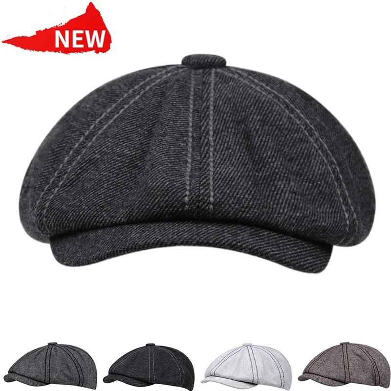 Summer new men's beret wool newsboy hat retro wild men's hat Beret women casual octagonal hat painter hat beret hat male