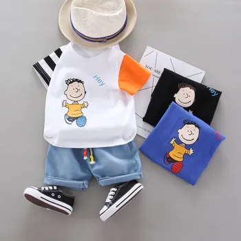 

Casual Toddler Baby Boys Set Kids Clothes T-shirt + Denim Shorts Letter Cotton Children Outfits Clothing 1 2 3 4 Y Short Sleeve