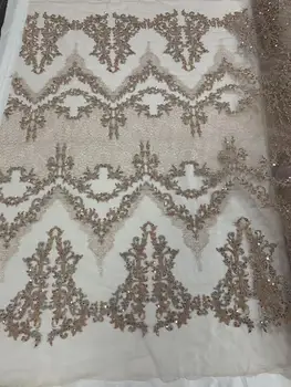 

unique embroidered Mesh Tulle fabric with beads luxury Nigerian lace fabric JIANXI.C-598811 with beads