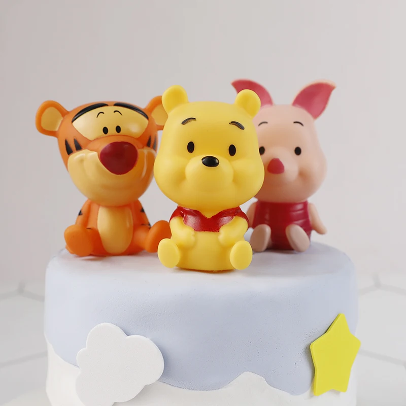 Cute Cartoon pink pig tiger and yellow bear Happy Birthday Cake Topper Decoration for Party Supplies Boy Girl Baking Love Gifts