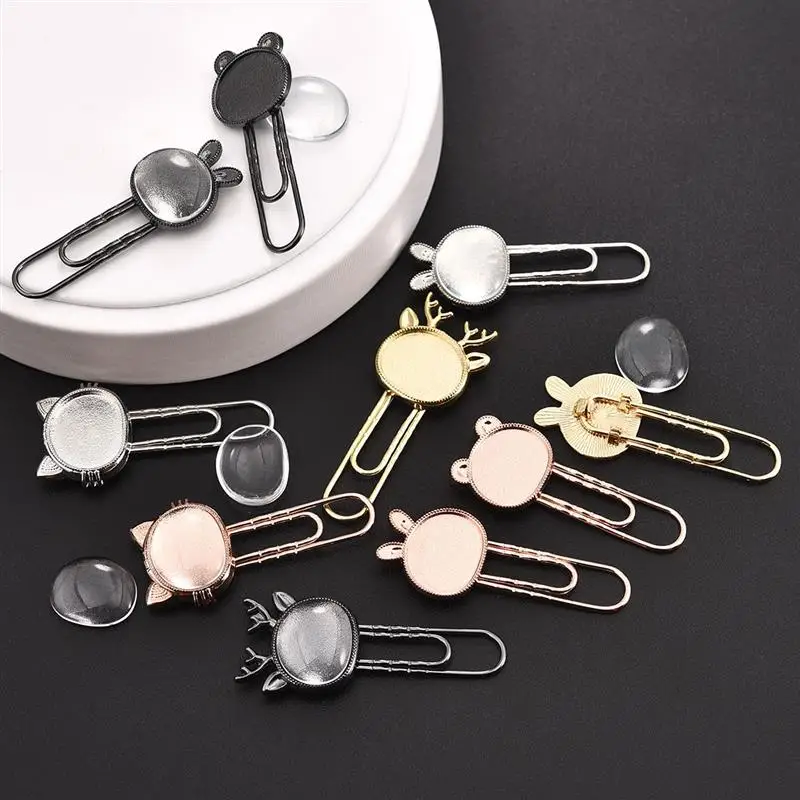 DIY Jewelry Making 10PCS Cat Ears Shape Setting Charms Cabochon Cameo Base  Tray Bezel Blank 25mm Round Glass Pendant Necklace