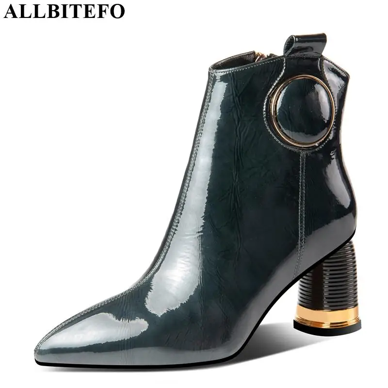 

ALLBITEFO fashion brand genuine leather women boots high quality ankle boots Autumn Winter lace up Martin boots comfortable
