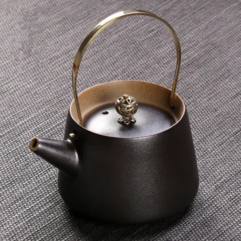 

220ML Japanese style Pottery teapot household kettle with copper handle drinkware