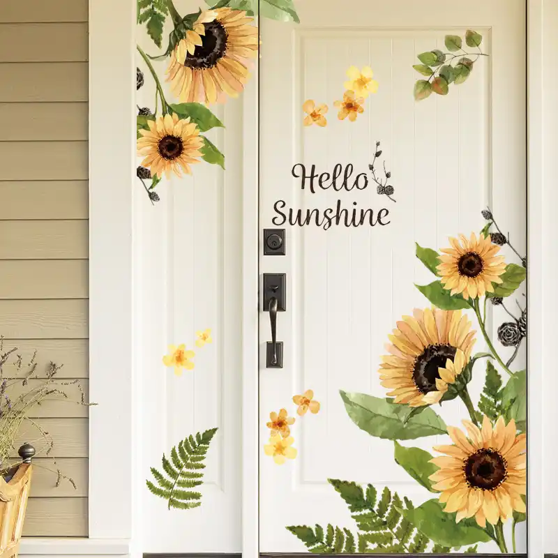 Warme Wand Aufkleber Sunflower Home Decor Raum Dekoration Selbst Adhesive Blume Aufkleber Fur Wohnzimmer Hintergrund Wand Abziehbilder Aliexpress