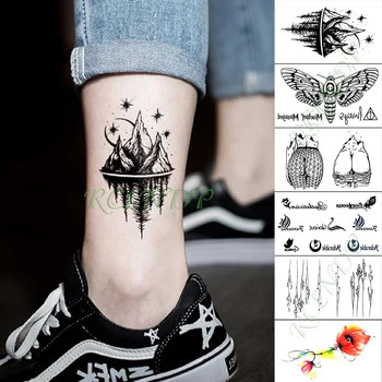 

Waterproof Temporary Tattoo Sticker Mountain Moon Star Tree butterfly Fake Tatto Hand Back Flash Tatoo for Kid Girl Men Women