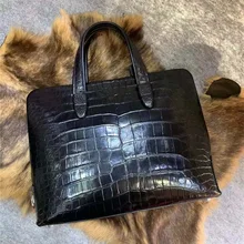 Бизнес Стиль натуральной крокодиловой кожи живота Для мужчин Портфели гладкой кожи аллигатора застежкой-молнией мужской сумки человек сумка