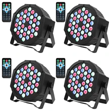 

U'King 36 LED RGB Par Can Lights 4 Packs DJ Stage DMX 7 Channel Light Sound Activated Party Lights for Christmas Party Disco