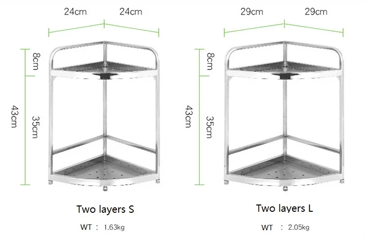 Нержавеющая сталь Кухня стойки стене висит 3 Слои угловой каркас Штатив для сезонных приправ стеллаж для хранения полки SS#304