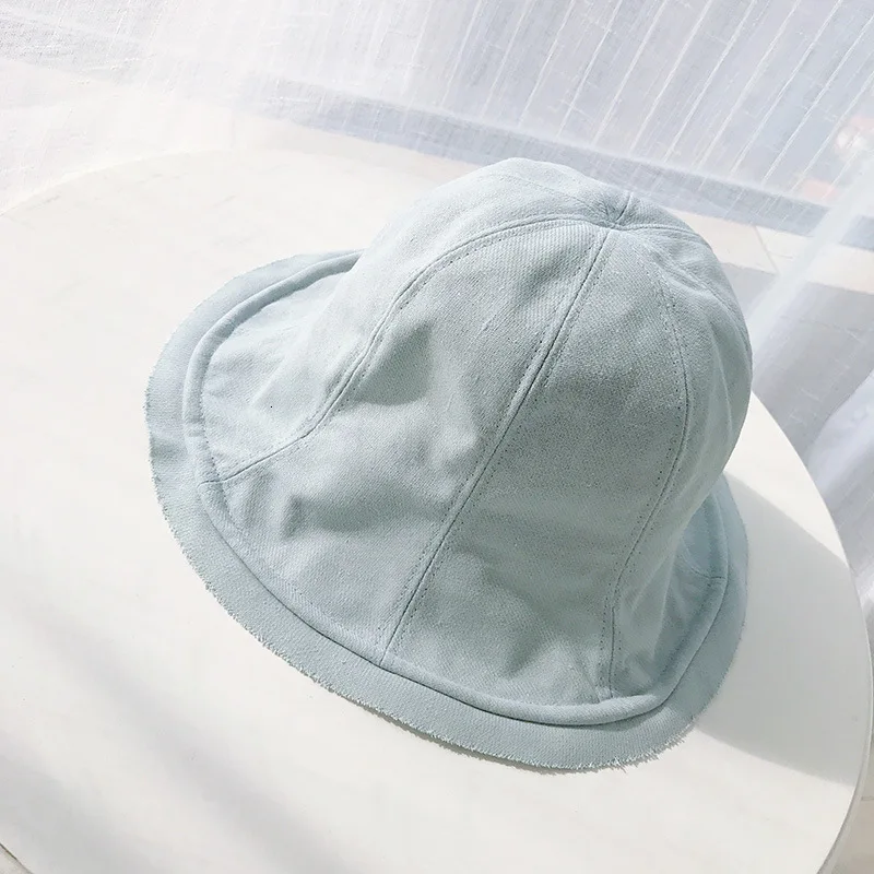 blue Harajuku однотонный хлопок конопли дышащий купол мех Панама с полями для женщин Прекрасный Повседневный для шутника Рыбацкая шляпа летний капюшон капот - Цвет: blue