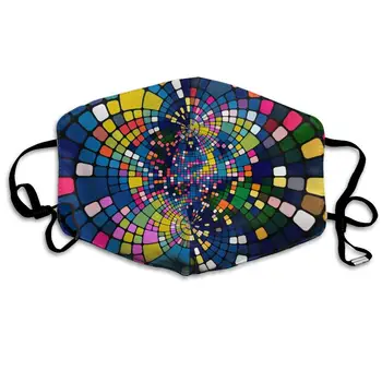 

Abstract Colorful Squares Art Washable Reusable Mask, Cotton Anti Dust Half Face Mouth Mask For Kids Teens Men Women With