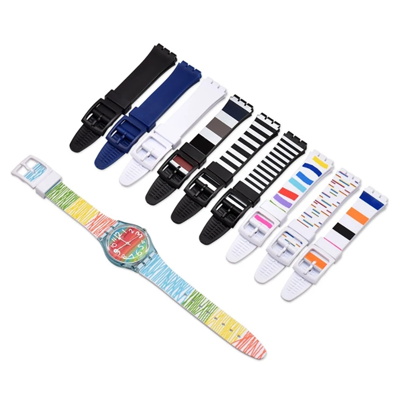 

Watch Accessories For Swatch Strap Silicone Waterproof Watchband 16mm 17mm 19mm Watch Replacement Belts