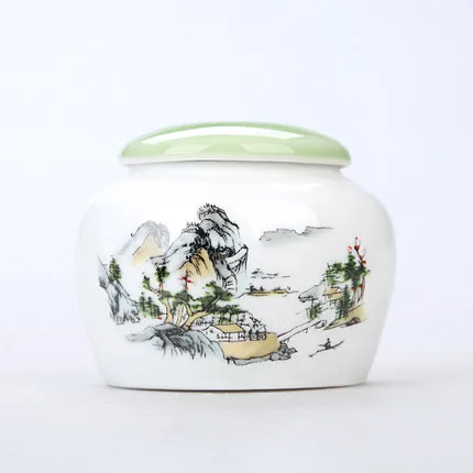 Керамический чайник, маленькая керамическая упаковка, Подарочная коробка, пустая Водонепроницаемая мини коробка для хранения чая, сахара, конфет, сухофруктов, бутылка для хранения - Цвет: qingcqianshanwanshui