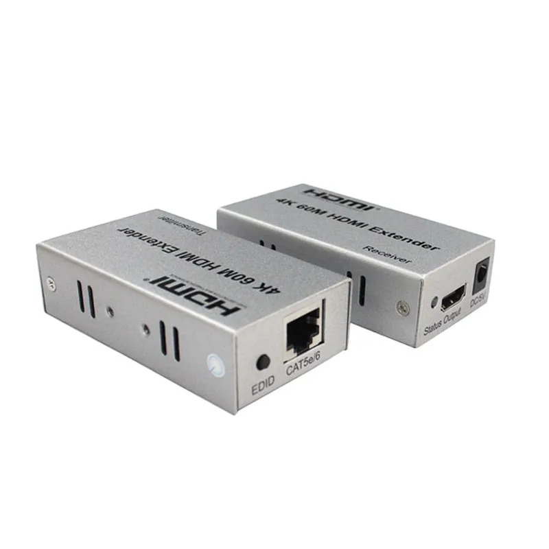 SZBITC 60 м HDMI удлинитель сплиттер HDMI отправитель и приемник через один Cat5e/6 Ethernet конвертер - Цвет: Silver
