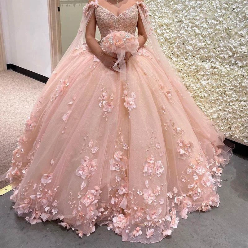 Pink quinceanera dresses with cape Dresses Images 2022