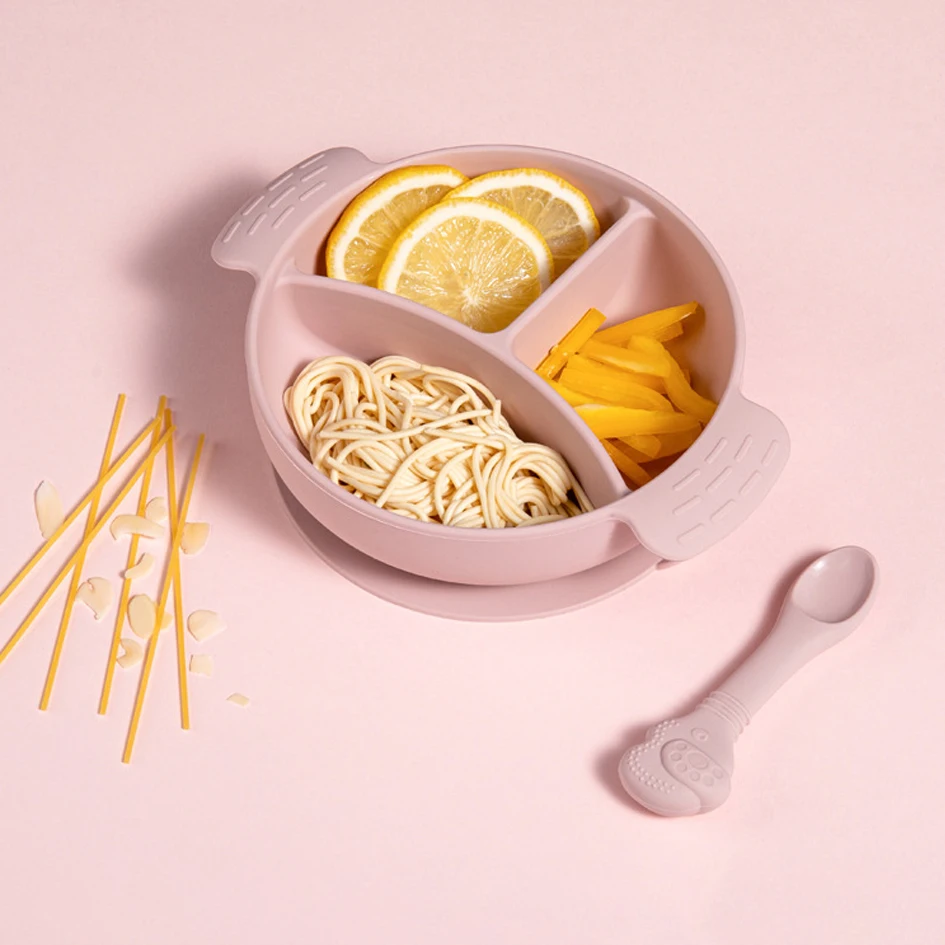 

Baby Kids Children Silicone Plate Bowl Dishes Cartoon Tableware Dinnerware