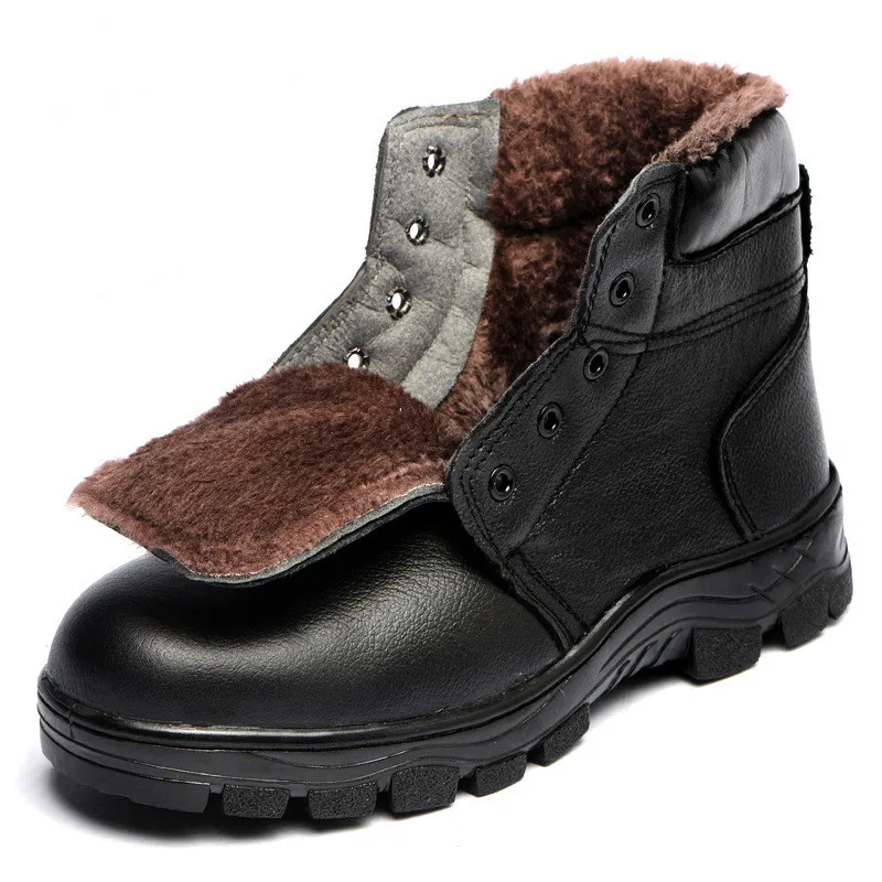 Botas de seguridad con punta de acero para hombre, zapatos de trabajo cuero genuino, de frío, talla 46 _ - AliExpress Mobile