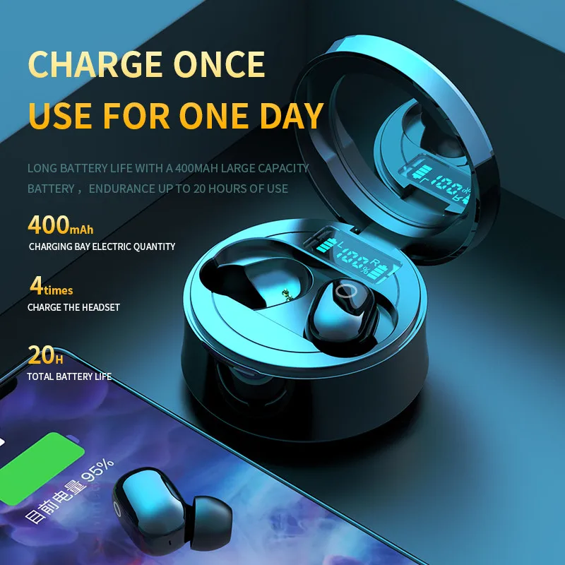 LOVEBAY Wireless 5 0 Bluetooth Earphone LED Display Gaming Headset With Mic Handsfree Wireless Earbuds Sports Stereo Earbuds