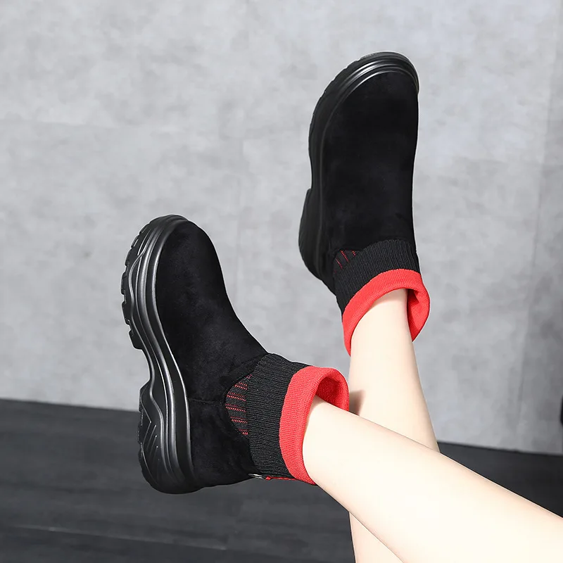 

Lt127 Flat Short Boots Women's 2019 Autumn And Winter round-Toe Lace-up Platform Thick Bottomed Korean-style Versatile High-Heel