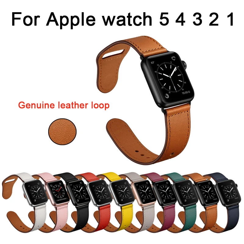 Ремешок для часов из натуральной кожи apple Watch band 5 4 44 40 мм iwatch 3/2/1 38 сменный умный