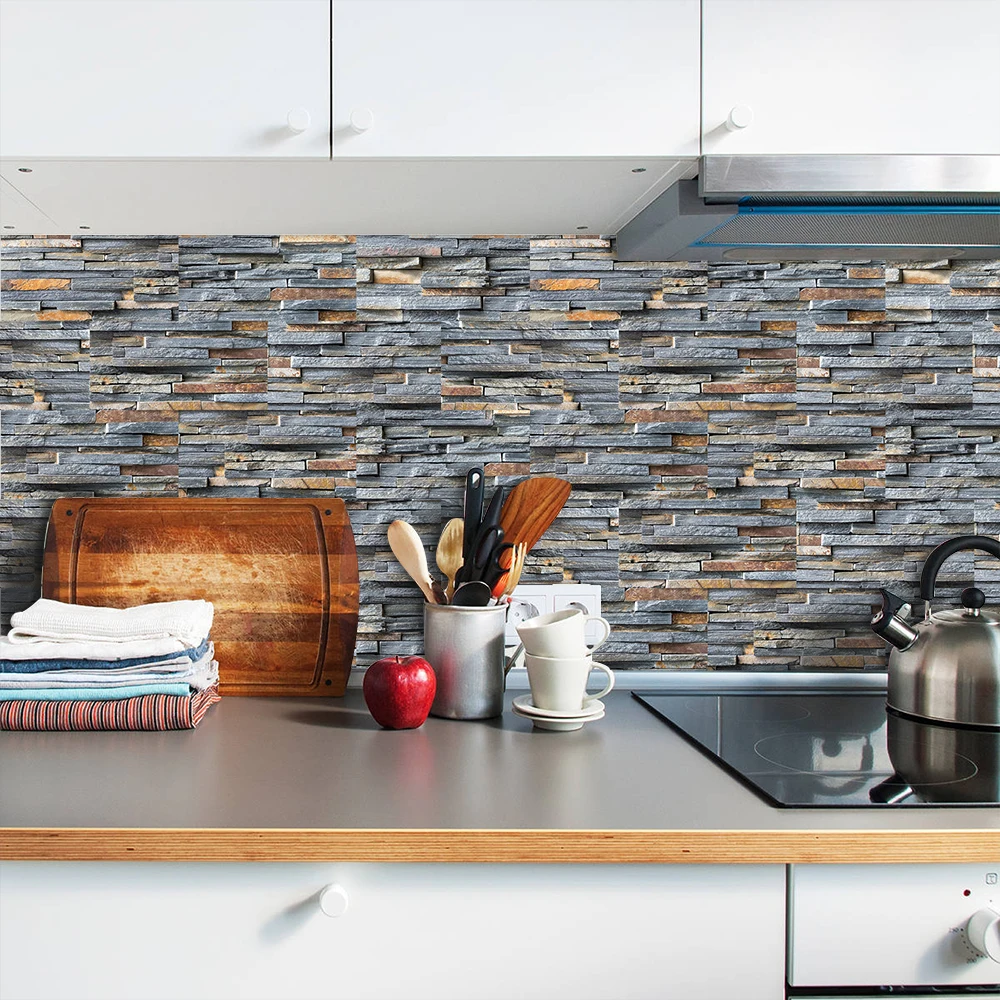Rustic Stone Funlife экологичный водонепроницаемый ПВХ 20x10 см матовая отделка Diy стикер для стен и плитки/Декор стен для кухни и столовой - Цвет: Rustic Stone