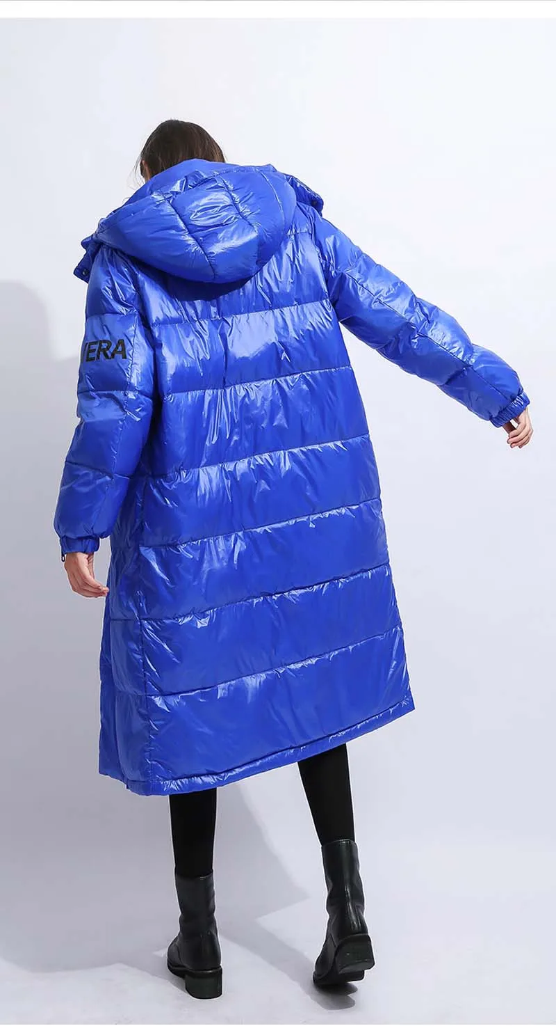 Women Long Down jacket Winter Letter print Loose Oversized Female down coat Hooded Thick warm Elegant Outwear YNZZU 9O072