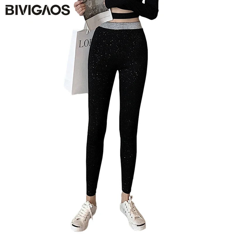 BIVIGAOS 2020 новые корейские яркие шелковые хлопковые леггинсы женские с высокой